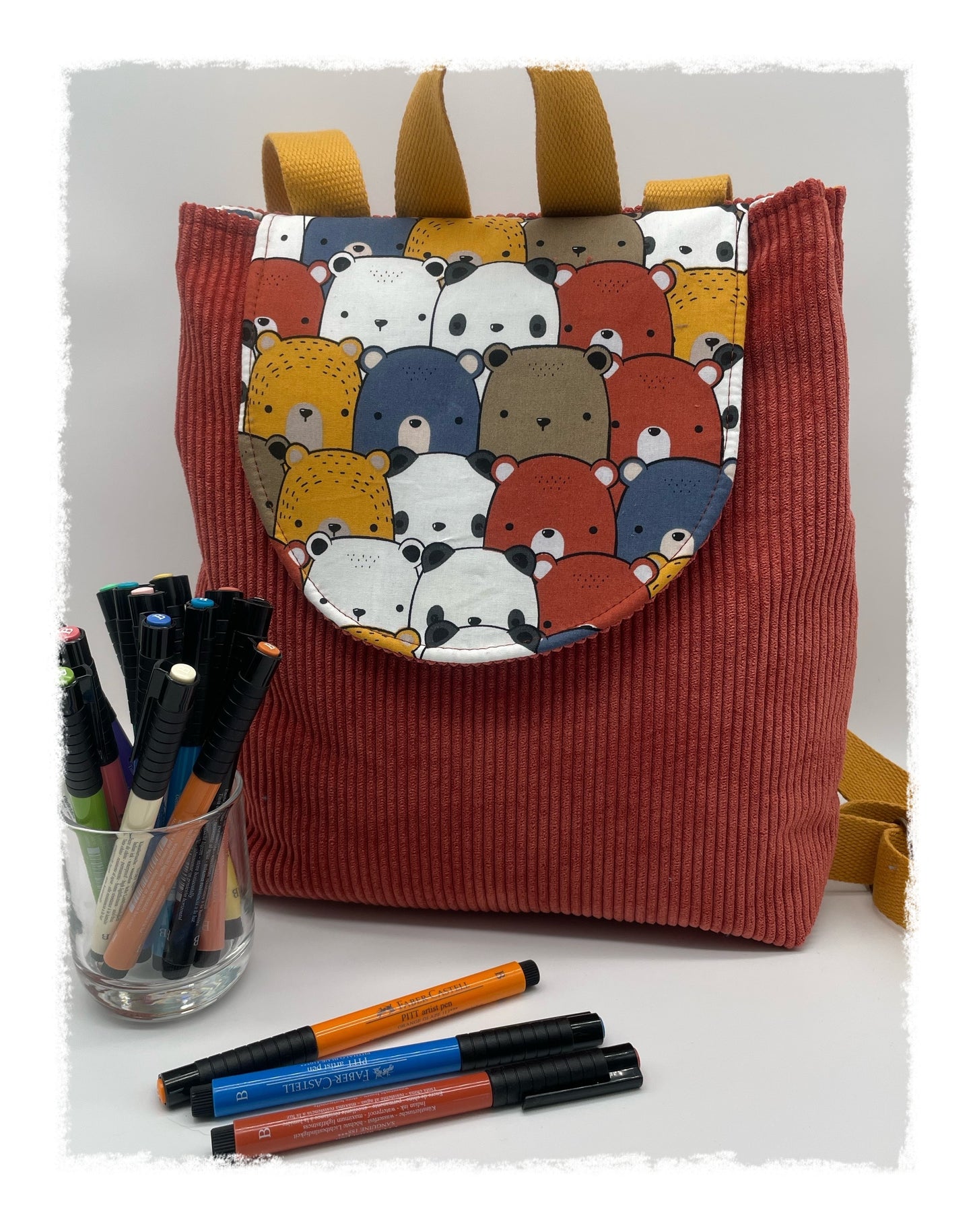 Sac à Choupy Velours velours brique et imprimé oursons