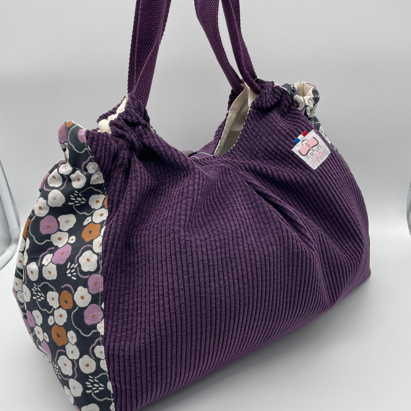 Sac Panière en velours violet