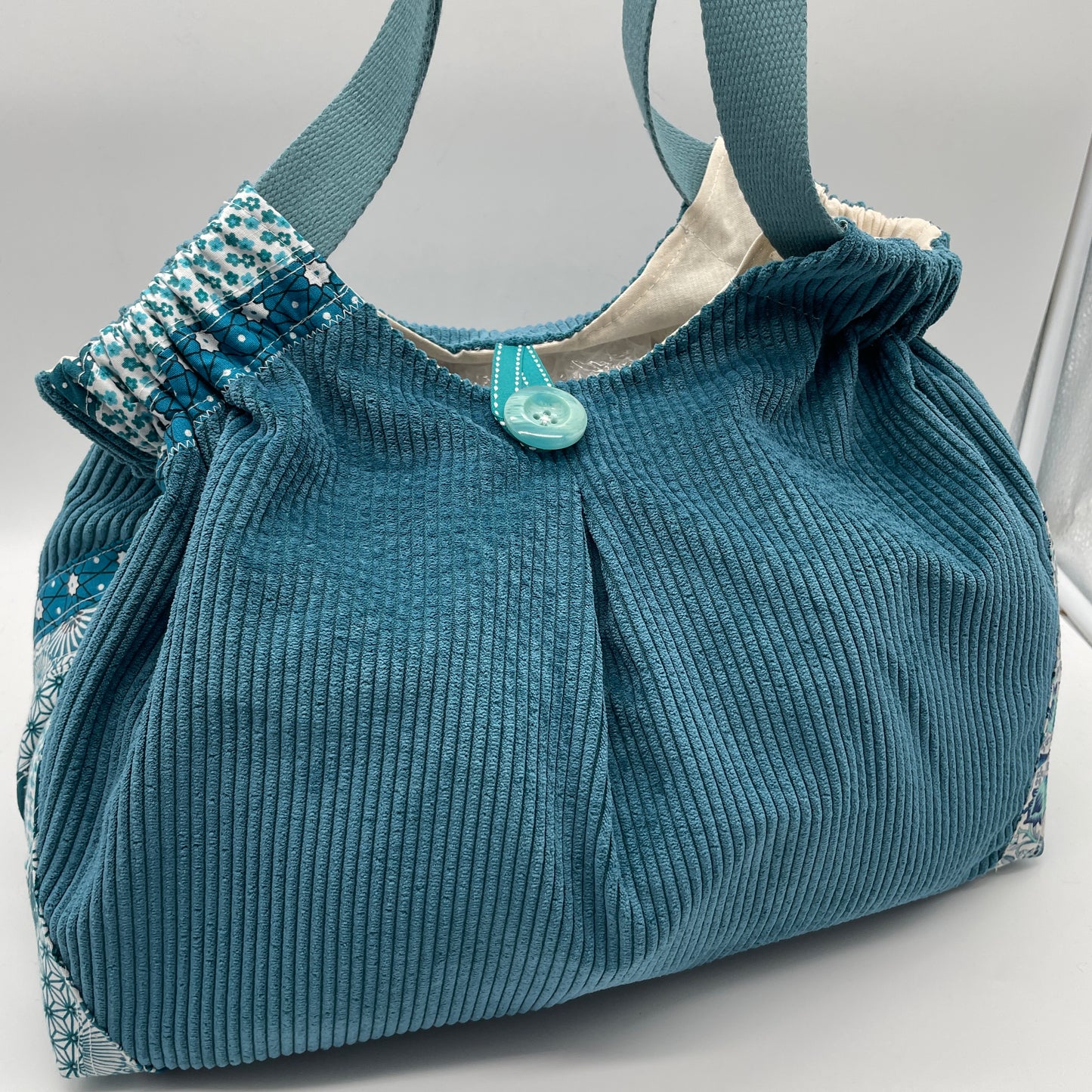 Sac Panière velours bleu