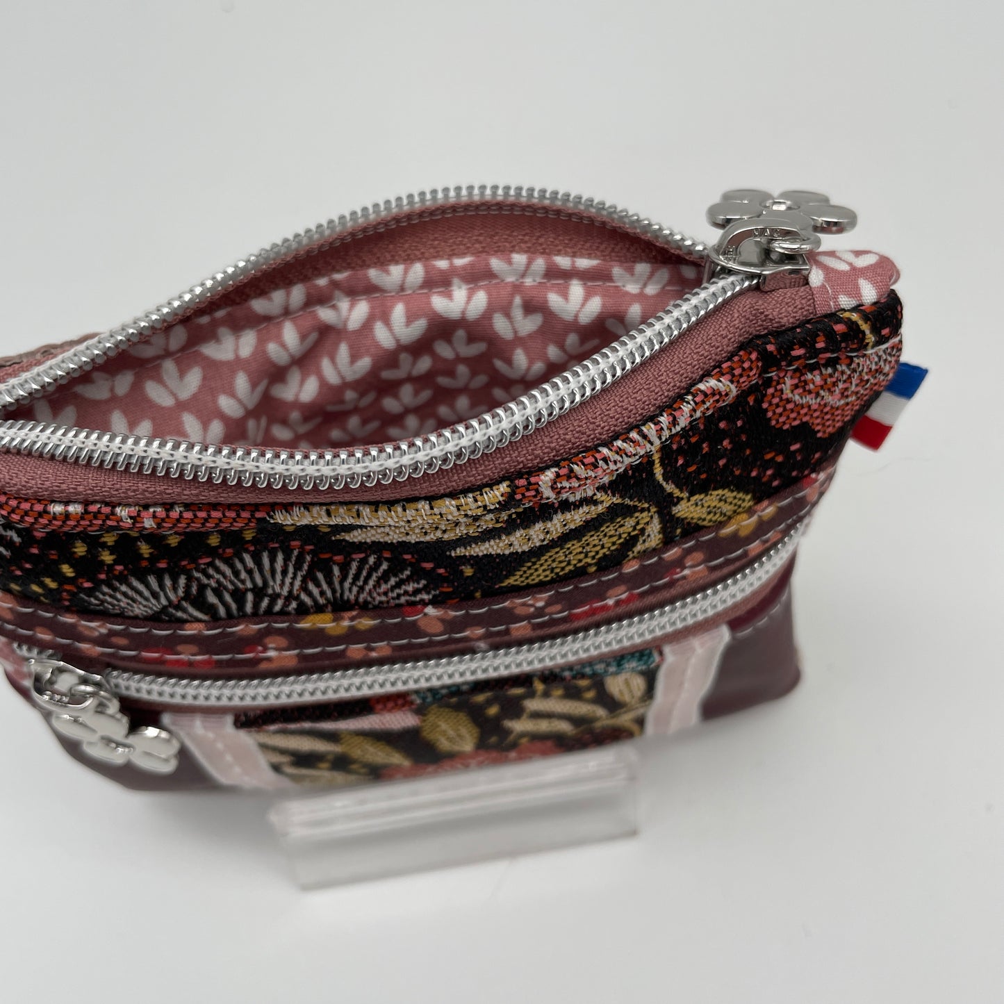 intérieur poche principale 2 zips tissu imprimé assorti