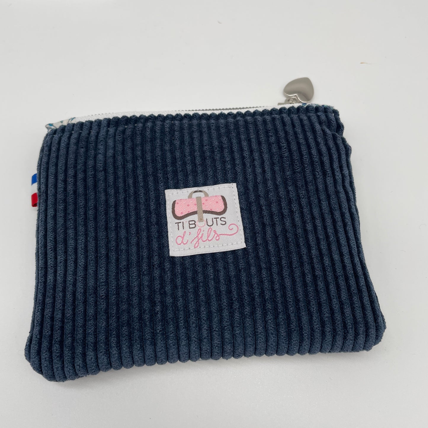 DOS POCHETTE 2 ZIPS VELOURS BLEU MARINE