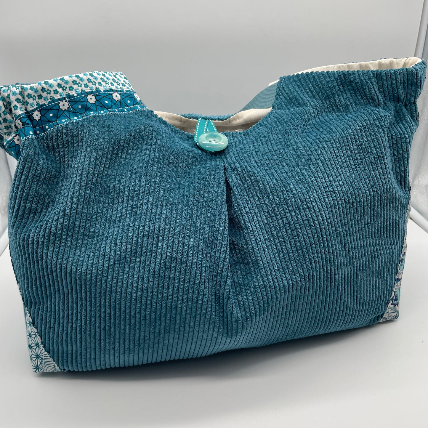 sac panière velours bleu