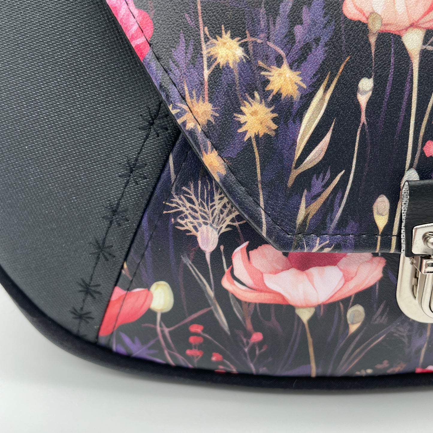Sac bandoulière Zamara simili fleuri et noir uni